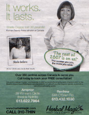 Herbal Magic Nutrition Centres/Sheila Copps ad