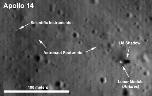 LRO image of the Apollo 14 landing site, with labels